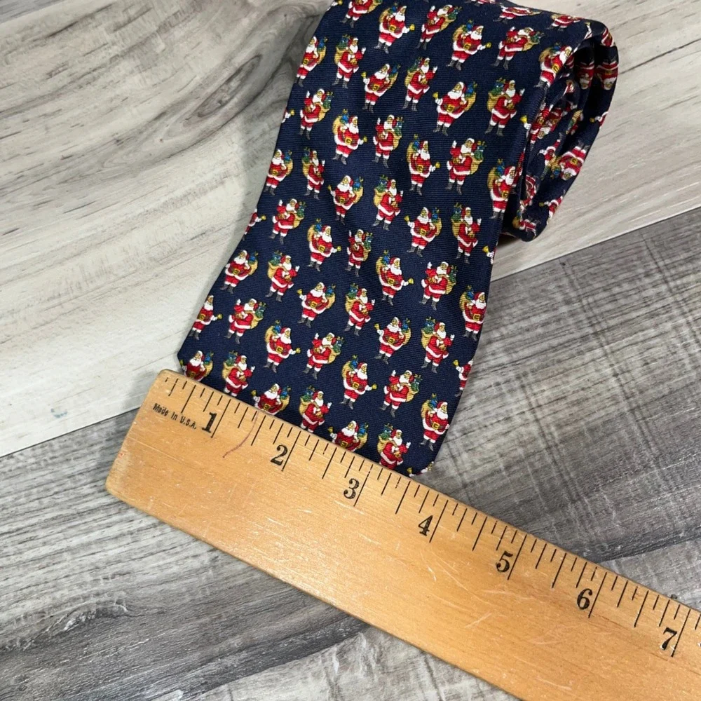 Brooks Brothers Makers Santa Claus Tie Mens Silk Holiday Christmas Navy USA Made